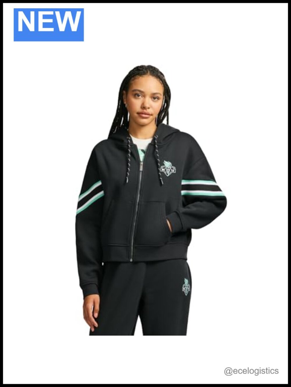 Cropped Full Zip Hooded Fleece Sweatshirt WNBA Licensed
